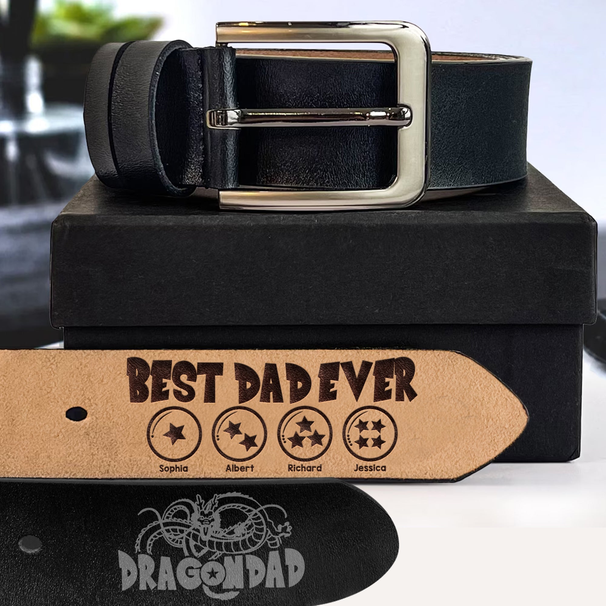Customizable 'Best Dad Ever' Secret Message Men's Belt Belts PopCulturePrints