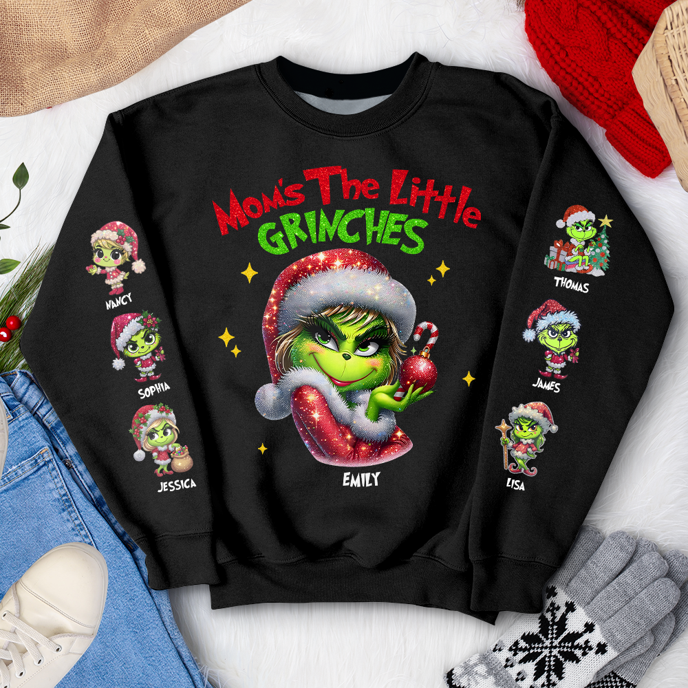 Personalized Little Grinches Christmas Hoodie for Mom