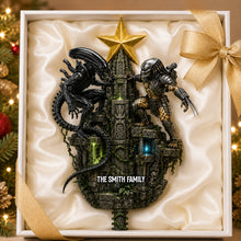Load image into Gallery viewer, "Unleash the Holiday Spirit!" - Battle Monster Acrylic Christmas Tree Topper - Personalized Gift for Pop Culture Enthusiasts Ornament PopCulturePrints
