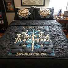 Load image into Gallery viewer, "The Dawn of a New Campaign", Unique Personalized Quilt Bed Set for Newlywed Gamers Bedding Set PopCulturePrints
