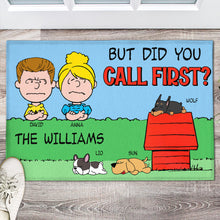 Load image into Gallery viewer, Personalized Dog Lover Couple Doormat - Call First Design
