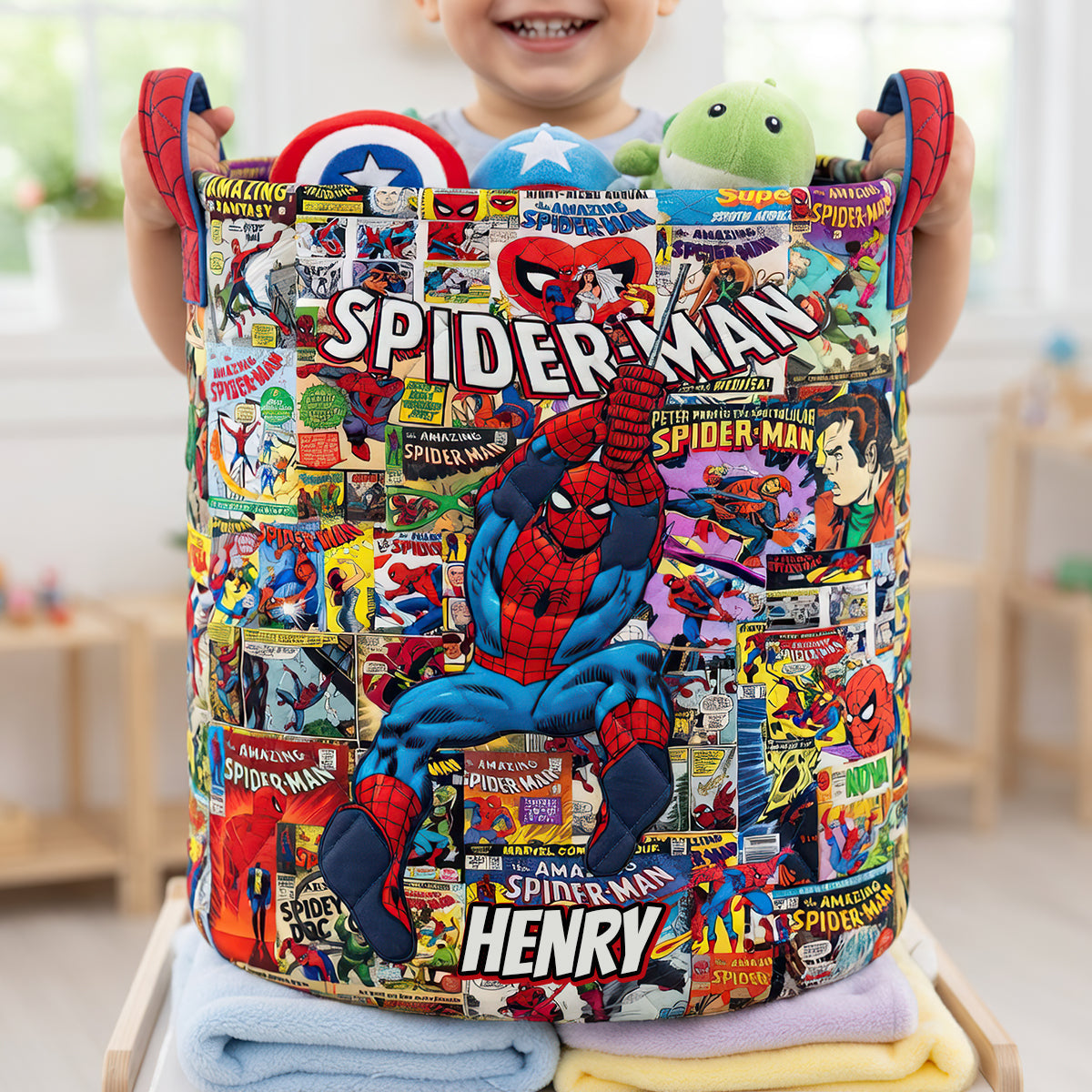 “Unleash the Heroic Spirit!” - Personalized Action Hero Laundry Basket - Perfect Gift for Kids