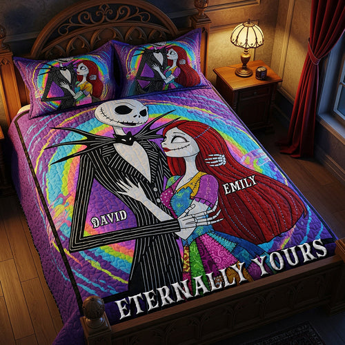 Eternally Yours - Psychedelic Couple Quilt Bed Set | Personalized Halloween Gifts For Couples Bedding Set PopCulturePrints