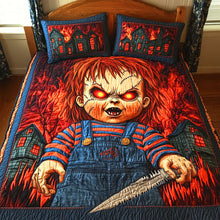 Load image into Gallery viewer, &quot;Get Spooky This Halloween!&quot; - Spooky Murder Doll Quilt Bedding Set - Personalized Gift for Horror Movie Fans Bedding Set PopCulturePrints
