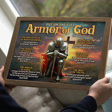 Load image into Gallery viewer, Put on the Full Armor of God - Personalized Kneeling Knight Canvas Print - Gifts for Christians Poster &amp; Canvas PopCulturePrints
