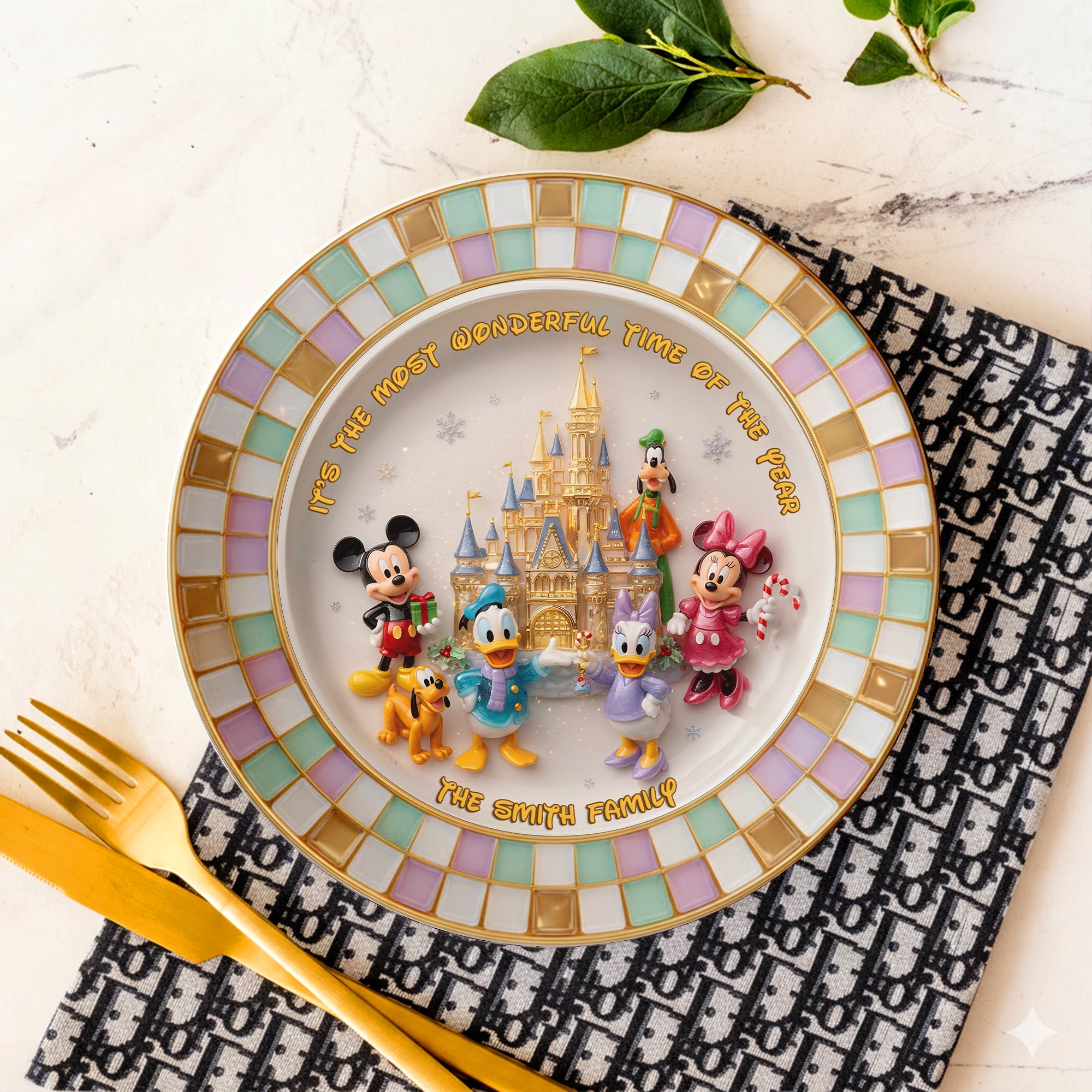 Create Memories Together: Magical Family Ceramic Round Plate - Personalized Gift For Family Ceramic Round Plate PopCulturePrints