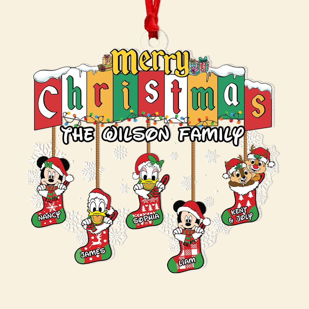 Personalized Family Christmas Ornament - Cute Festive Stockings Ornament PopCulturePrints