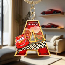 Load image into Gallery viewer, “Rev Up Your Love for Cartoons” - Personalized Car Keychain, Custom Gift for Cartoon Lovers, Kids, and Friends Keychains PopCulturePrints
