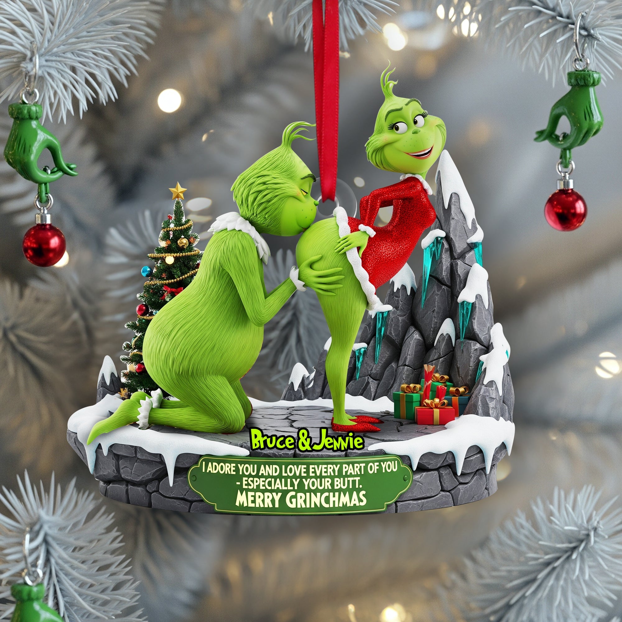 I Adore You - Naughty Green Couple Ornament - Personalized Gift for Couples Ornament PopCulturePrints