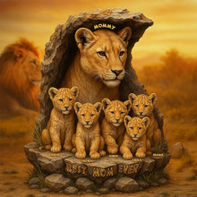Load image into Gallery viewer, “Best Mom Ever” - Personalized Little Cubs &amp; Lion Mom Plaque - Unique Mother’s Day Gift for Moms, Grandmas, and More Shaped Plaques PopCulturePrints

