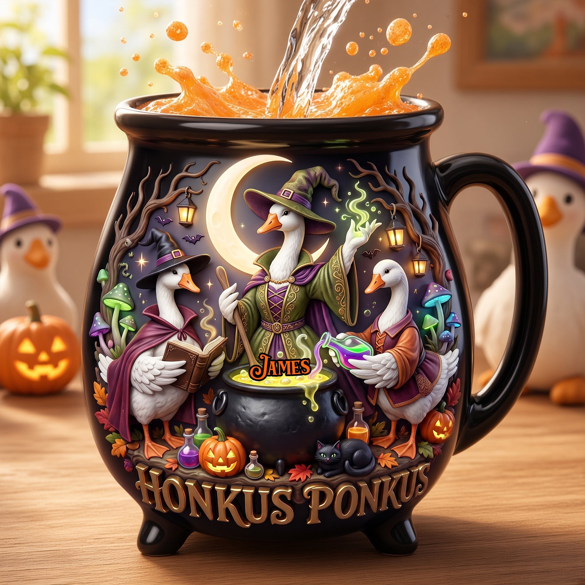 Bring Magic to Your Mornings with the Honkus Ponkus Goose Cauldron Mug - Personalized Halloween Gift Cauldron Mug PopCulturePrints