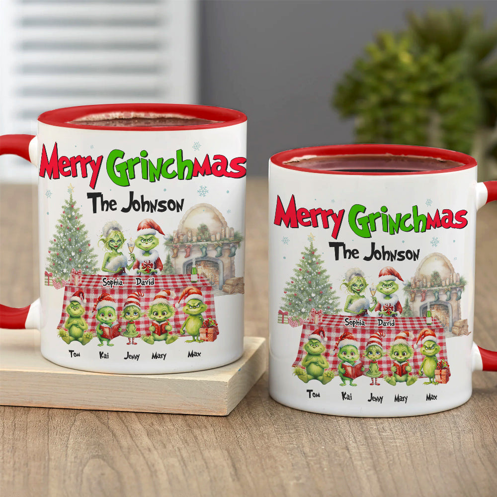 Custom Family Grinch Christmas Mug - Merry Grinchmas Personalized Gift