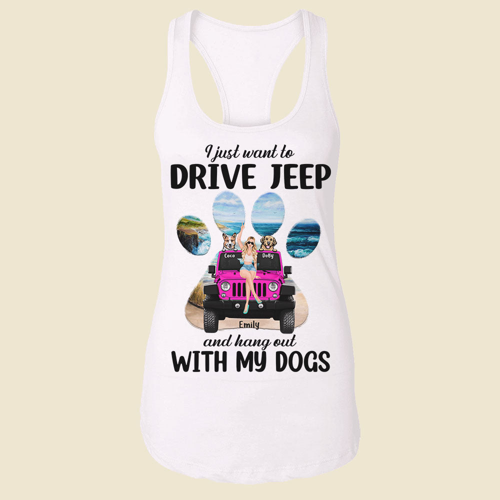 Personalized Tank Top - Drive Jeep and Hang Out with My Dogs