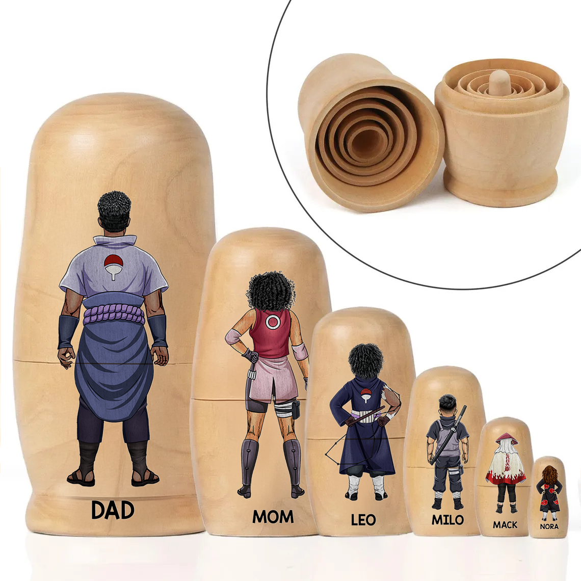 "Celebrate Love with Our Legendary Clan Family Dolls - Personalized Gifts for Mothers, Grandmas, and Loved Ones!" Wooden Nesting Dolls PopCulturePrints