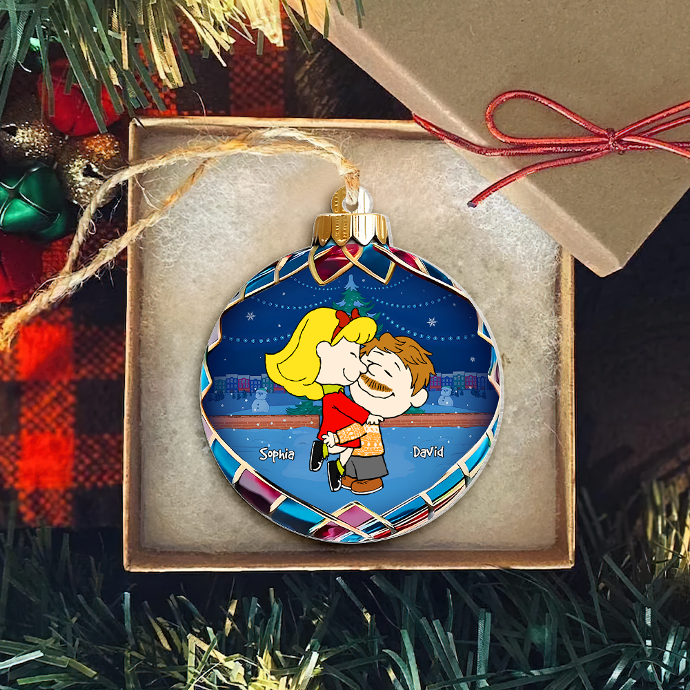 Custom Cartoon Couple Christmas Ornament