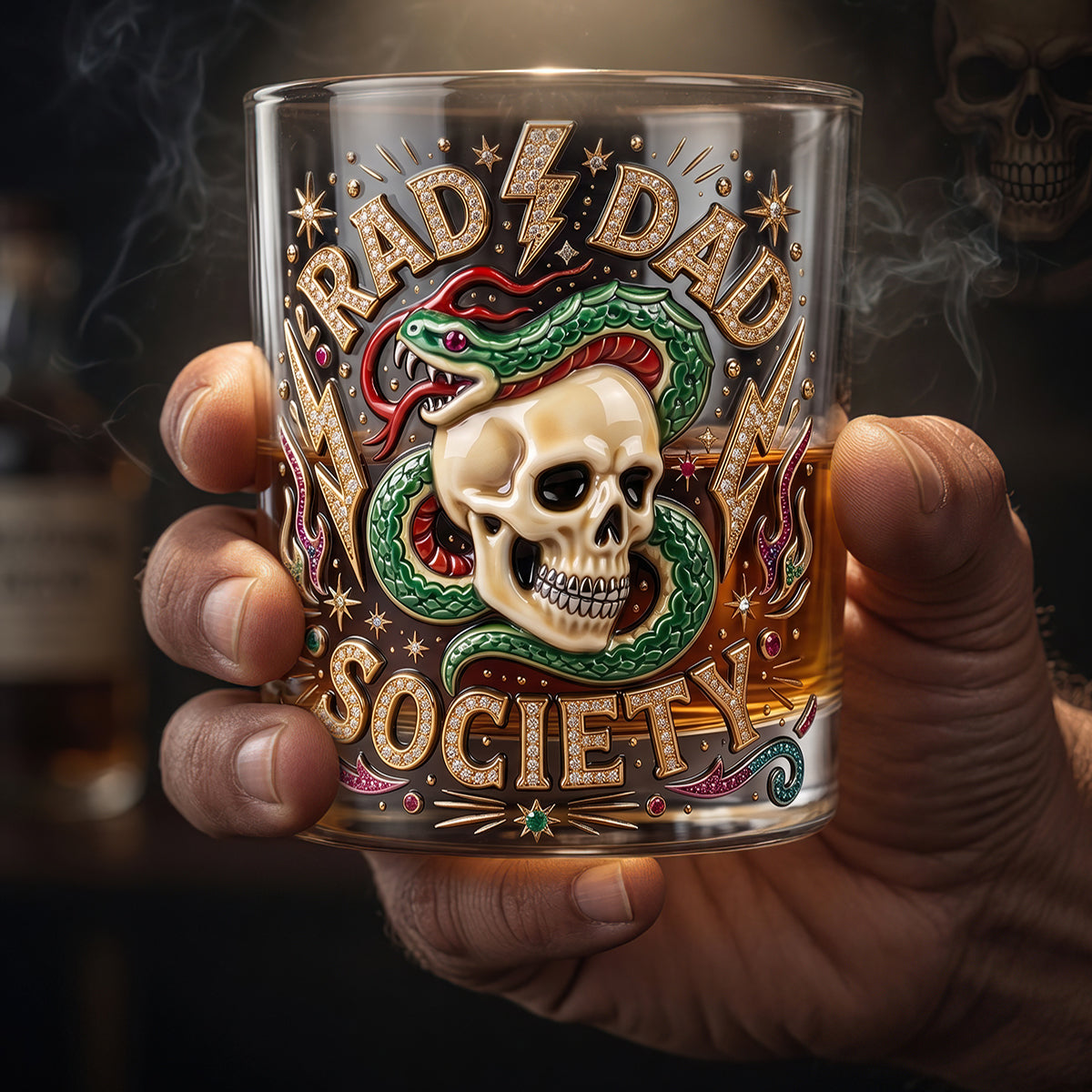 "Join the Rad Dad Society!" - Bold Badass Dad Round Glass - Personalized Gift for Dads, Grandpas, and More Glass PopCulturePrints