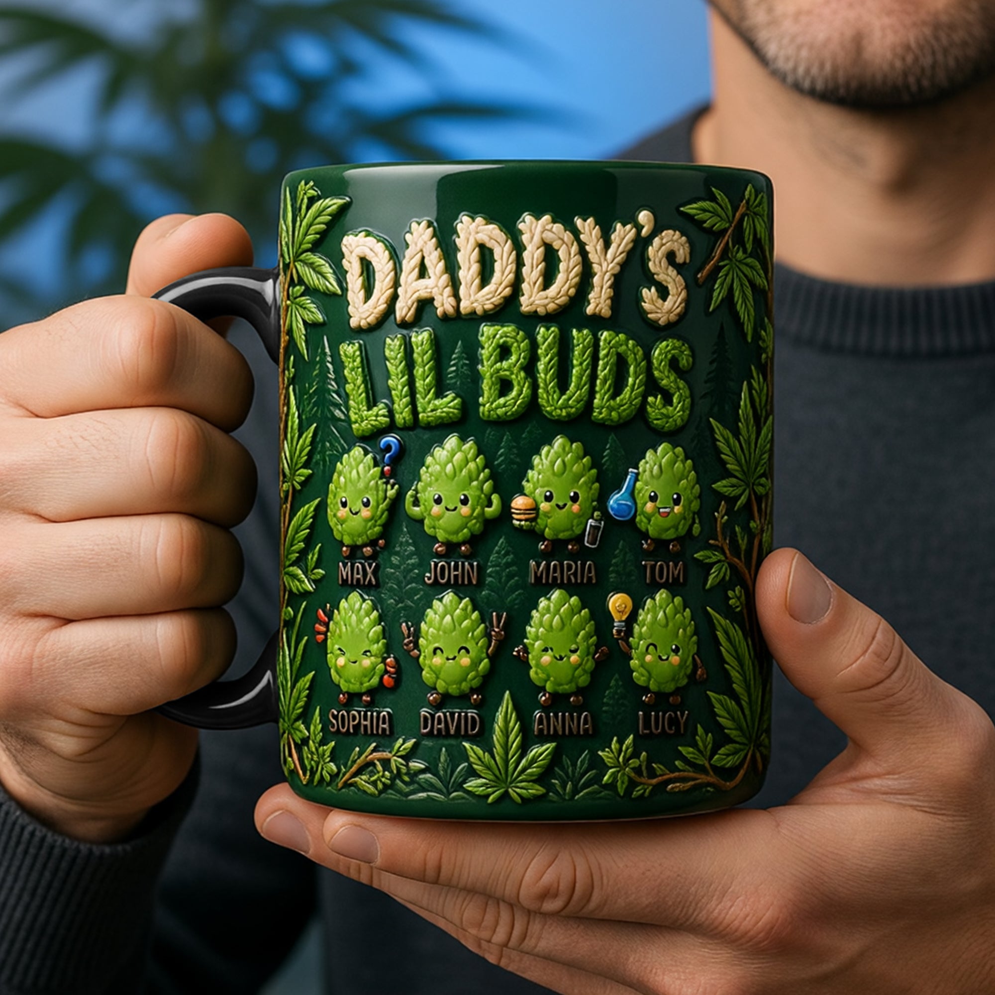 “For Every Dad Who Loves His Lil Buds” - Personalized Daddy's Lil Buds Magic Ceramic Coffee Mug - Gift for Dad, Grandpa, and Loved Ones Coffee Mug PopCulturePrints