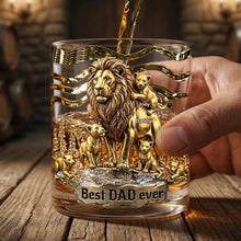 Load image into Gallery viewer, Best Dad Ever - Personalized Lion Dad And Kids Drinking Glass - Perfect Gift for Dad and Grandpa Glass PopCulturePrints
