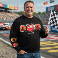Load image into Gallery viewer, "Rev Up Your Love!" - Personalized Racing Dad Crew Shirt - Perfect Gift for Dads and Grandpas AOP Products PopCulturePrints
