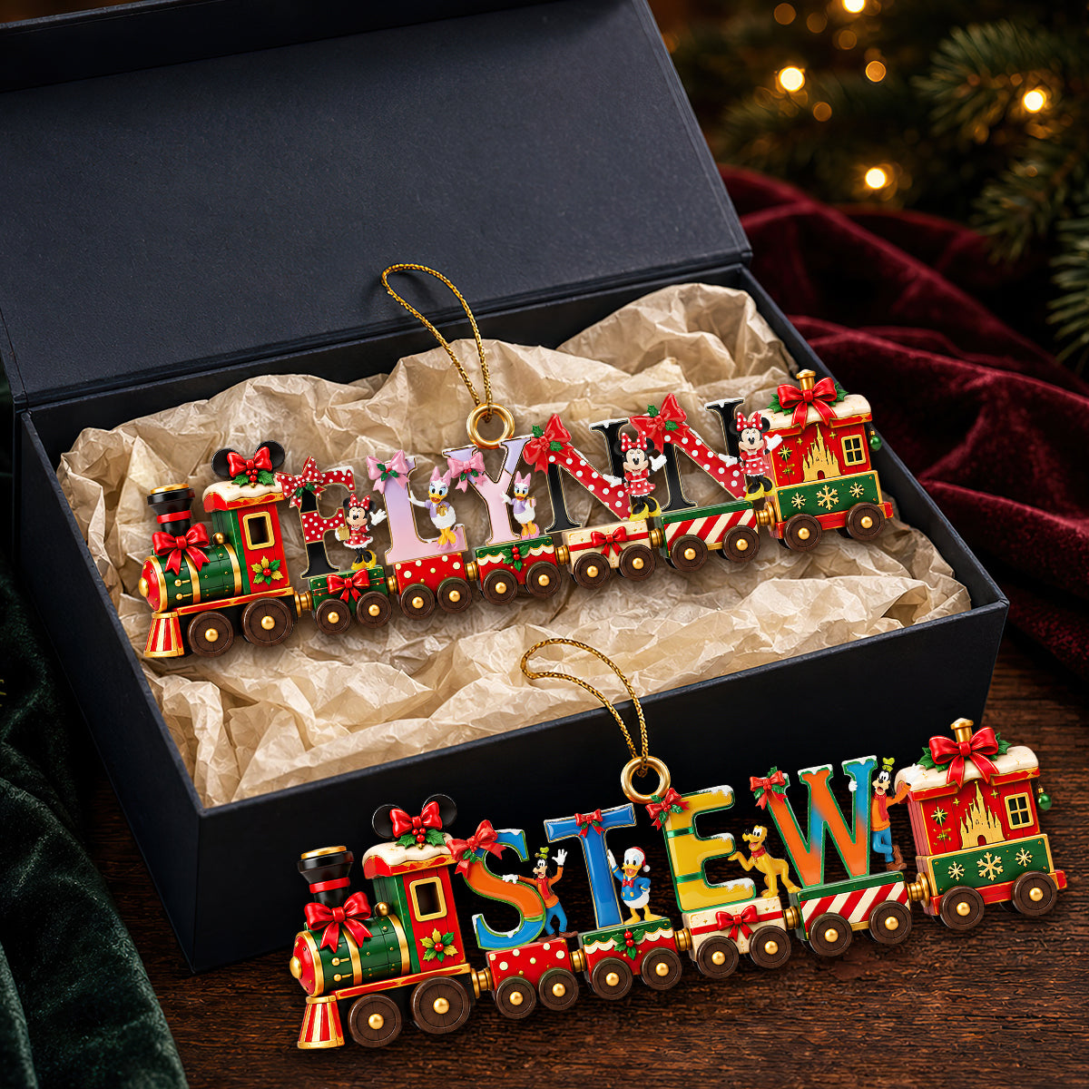 Merry Little Alphabet Train Acrylic Ornament - Customizable Gift for Kids and Family