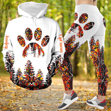 Load image into Gallery viewer, Personalized Pet Lover Hoodie &amp; Leggings Set - Pink Paw &amp; Forest Design
