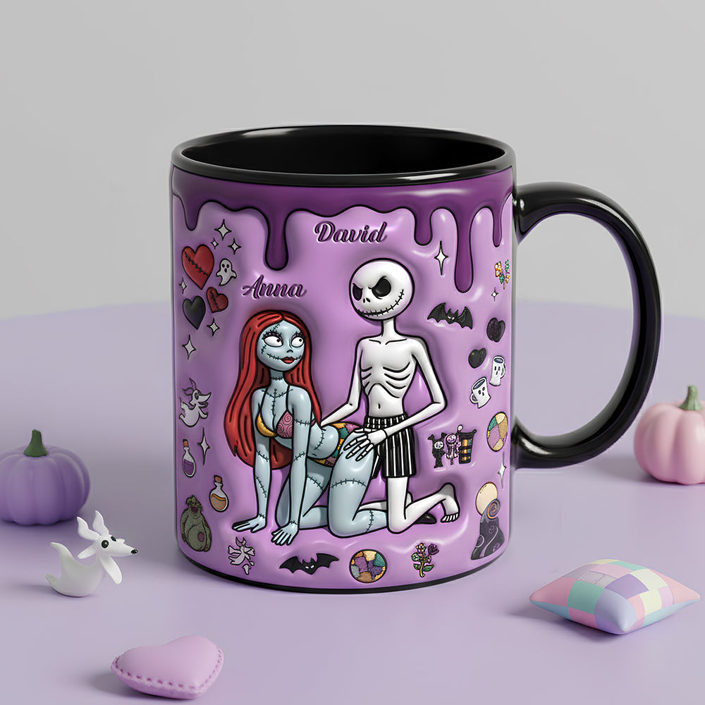 “Love is a Grave Delight” - Naughty Couple Mug - Personalized Gift for Couples, Friends, and Halloween Lovers Coffee Mug PopCulturePrints
