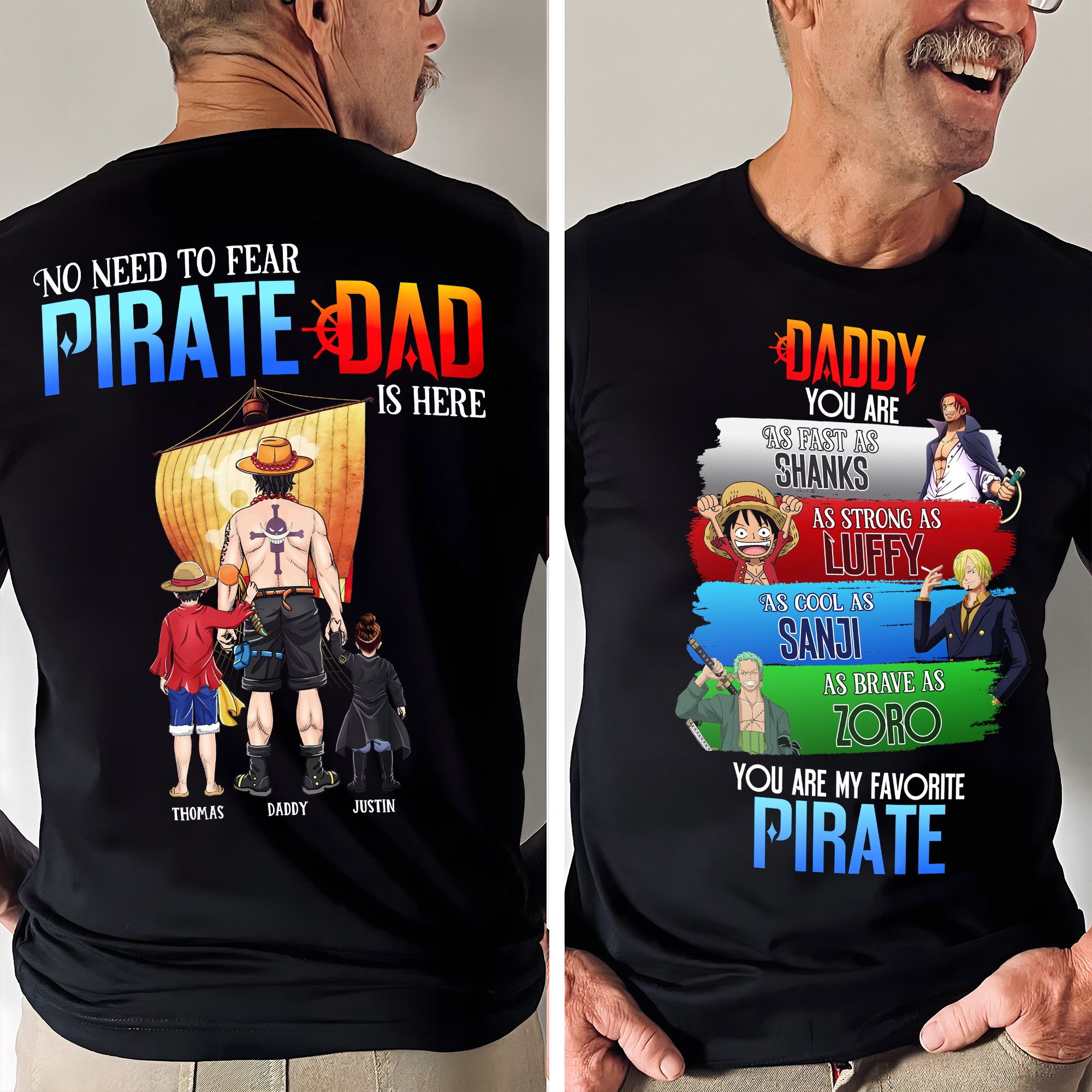 No Need to Fear, Pirate Dad Is Here - Personalized Dad Shirt Shirts PopCulturePrints