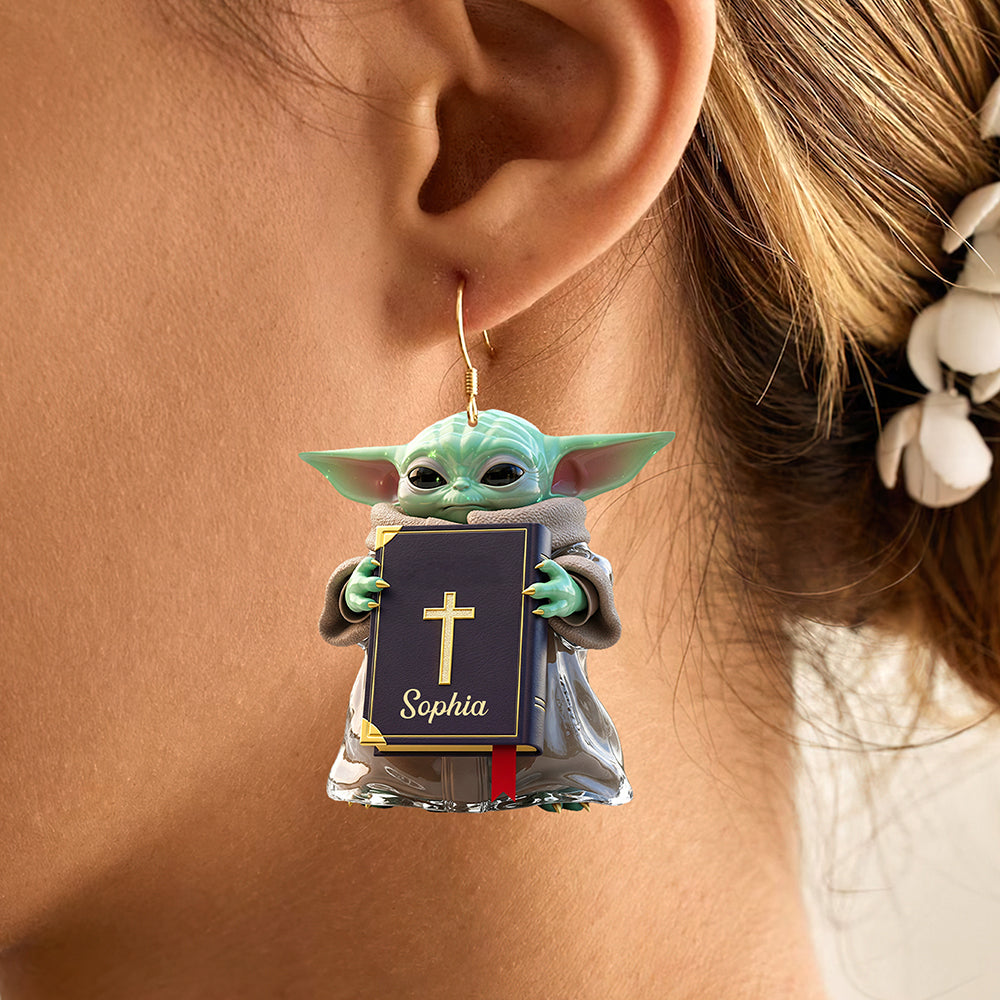 "Celebrate Faith with Style" - Baby Alien Acrylic Earrings, Personalized Gift for Christians Earrings PopCulturePrints