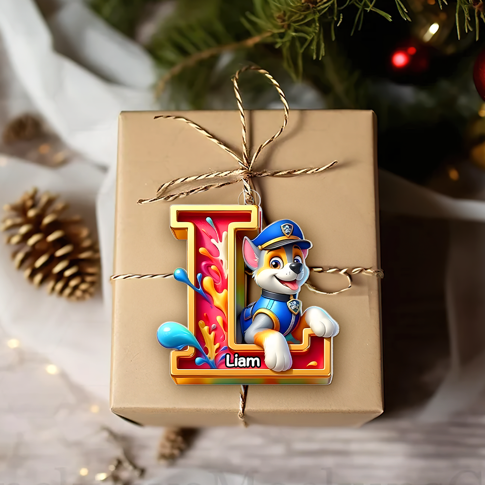Personalized Christmas Ornament for Dog Lovers - Letter 'L' Ornament PopCulturePrints