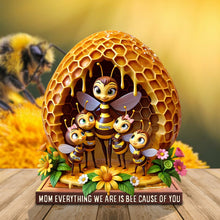 Load image into Gallery viewer, “Mom, Everything We Are Is Bee-Cause Of You” - Personalized Bee Mom Plaque - Gift for Mom, Grandma and Loved Ones Shaped Plaques PopCulturePrints
