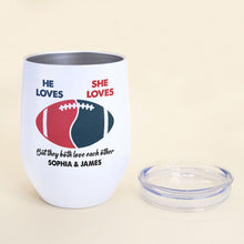 Load image into Gallery viewer, Personalized Football Couple Wine Tumbler - Perfect Valentine&#39;s Day Gifts for Sports Fans Tumbler Cup PopCulturePrints
