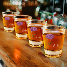 Load image into Gallery viewer, &quot;Celebrate Life&#39;s Beautiful Moments&quot; - Personalized Birth Flowers Shot Glass - Custom Gift for Loved Ones Shot Glass PopCulturePrints
