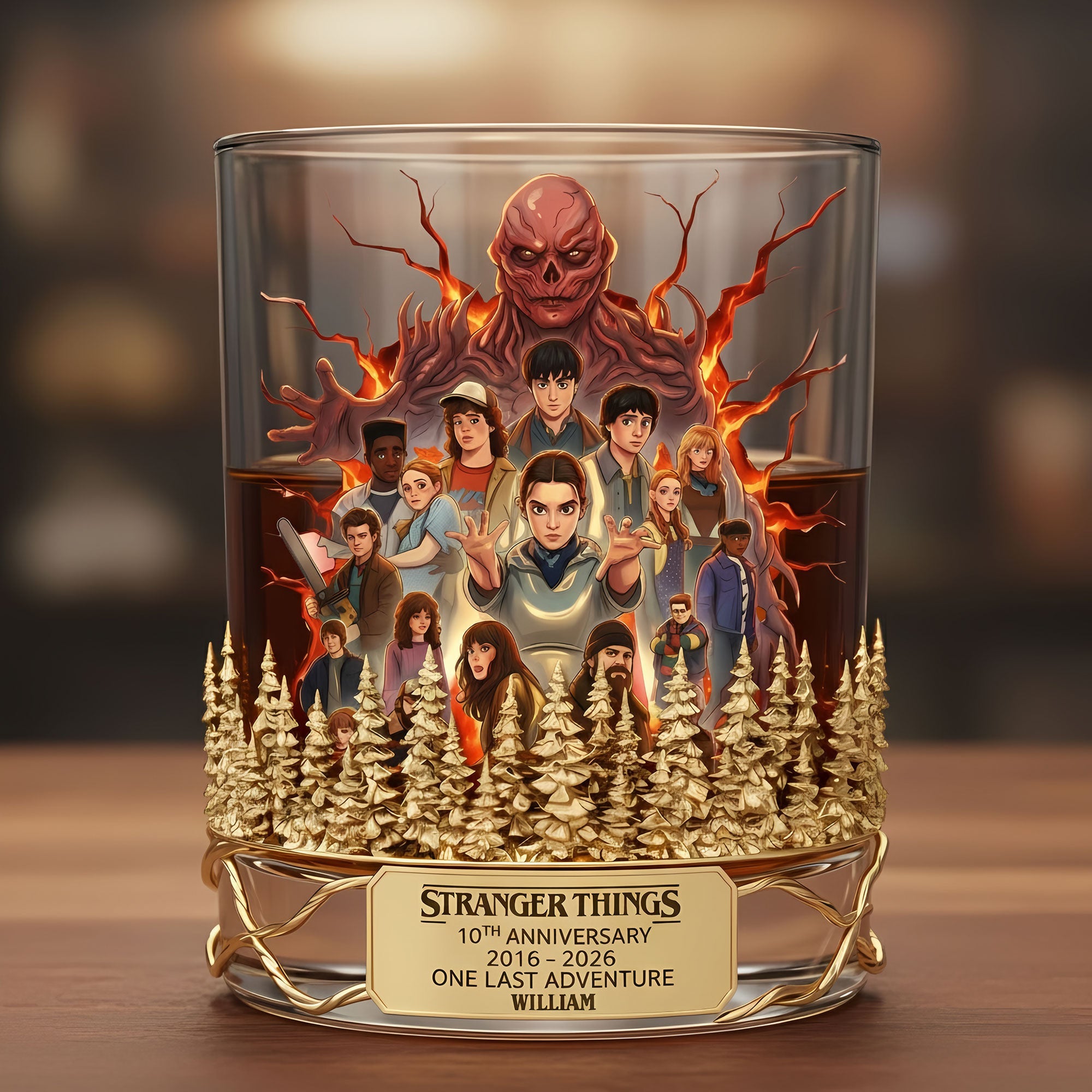 "Cheers to Love and Adventure!" - Personalized Last Adventure Anniversary Whiskey Glass - Custom Gift for Couples, Friends and Family Glass PopCulturePrints