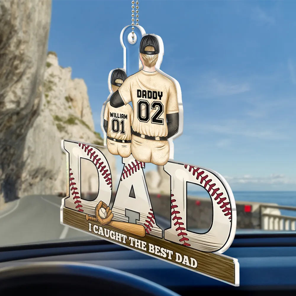 We Hit A Homerun Scoring You As Our Dad - Personalized Acrylic Car Hanger - Unique Gift for Dad & Grandpa Acrylic Car Hanger PopCulturePrints