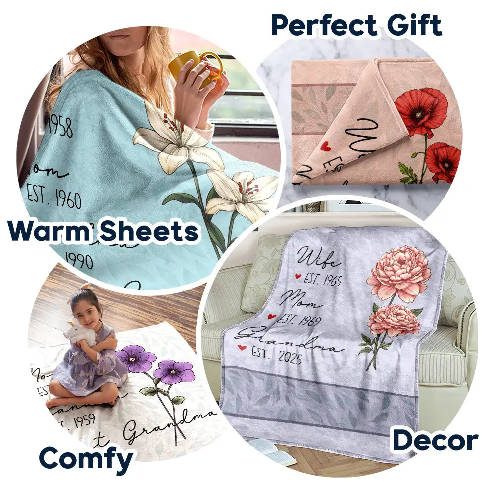 Cherished Memories: Personalized Fleece Blanket for Mom, Grandma, and Great Grandma Fleece Blanket PopCulturePrints