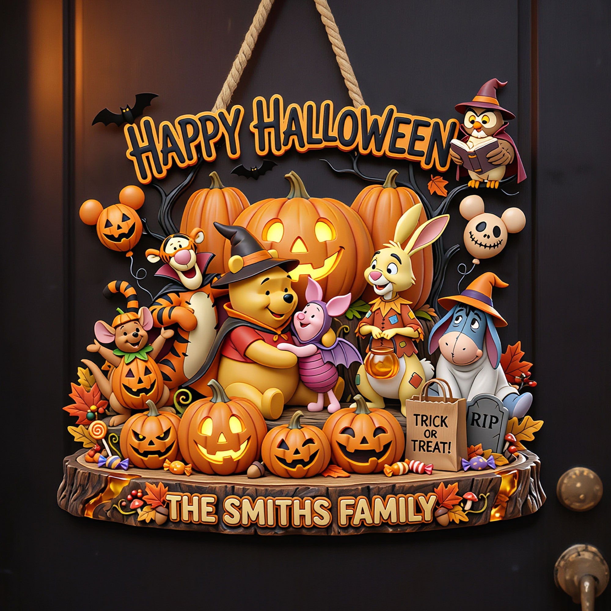 "A Little Spooky, Big Love" - Personalized Halloween Acrylic Sign - Custom Gift for Families and Friends