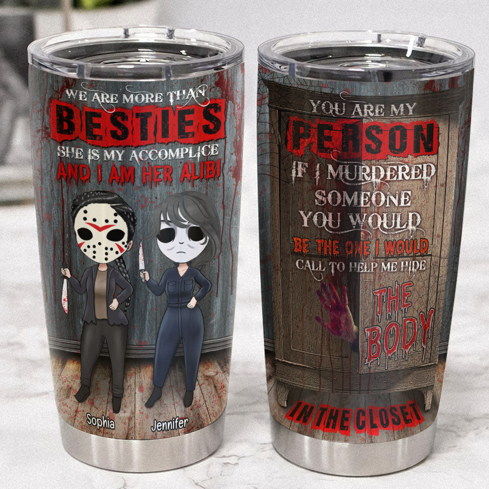 Personalized Besties Halloween Tumbler - Fun Gift for Best Friends