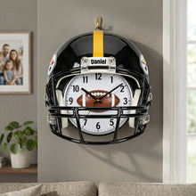 Load image into Gallery viewer, Time to Score: Personalized Football Helmet Hanging Wall Clock - Unique Gift for Sports Lovers Hanging Wall Clock PopCulturePrints
