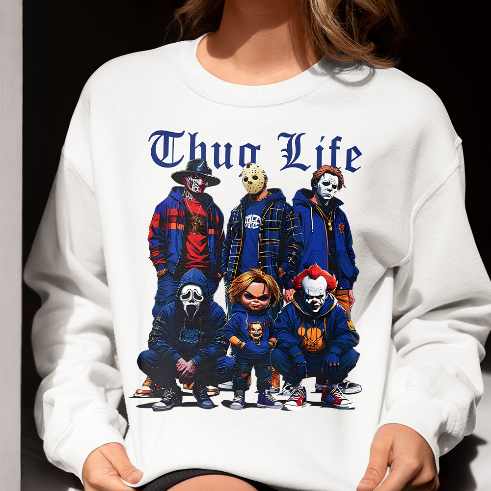 Thug Life Halloween Horror Icons Graphic T-Shirt