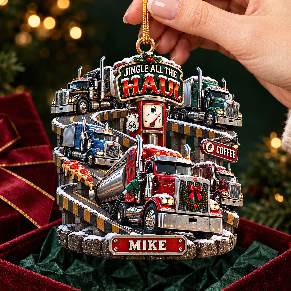 Jingle All The Haul - Personalized Christmas Trucking Life Acrylic Ornament