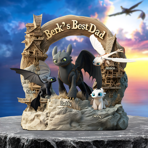 “Berk’s Best Dad” - Unique Custom Dragon Dad Plaque - Personalized Gift for Dads, Grandpas & Fathers Shaped Plaques PopCulturePrints
