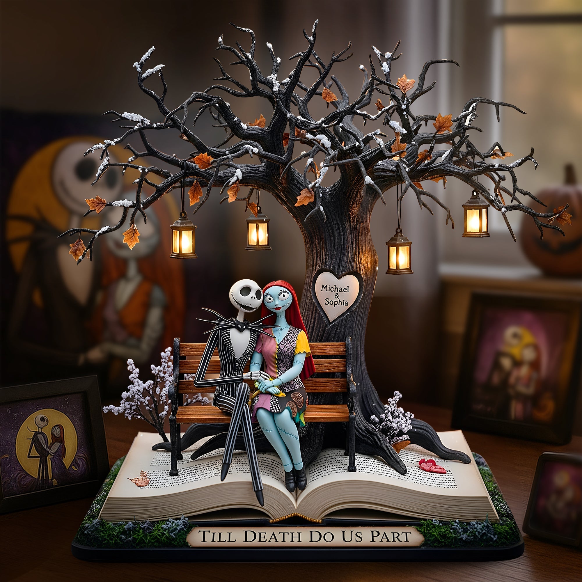 Till Death Do Us Part - Haunted Couple Under The Lantern Tree Acrylic Plaque Shaped Plaques PopCulturePrints