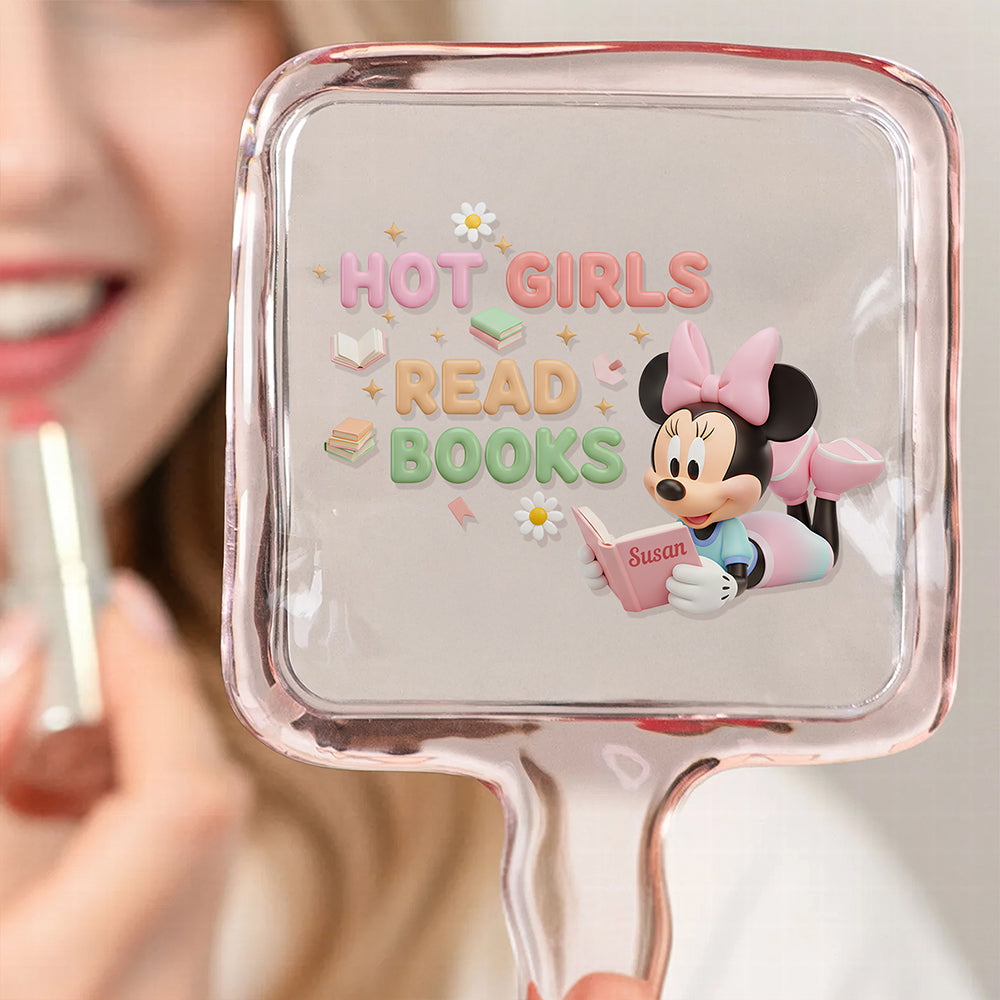Hot Girls Read Books Handheld Mirror - Personalized Gifts for Book Lovers Mirror PopCulturePrints