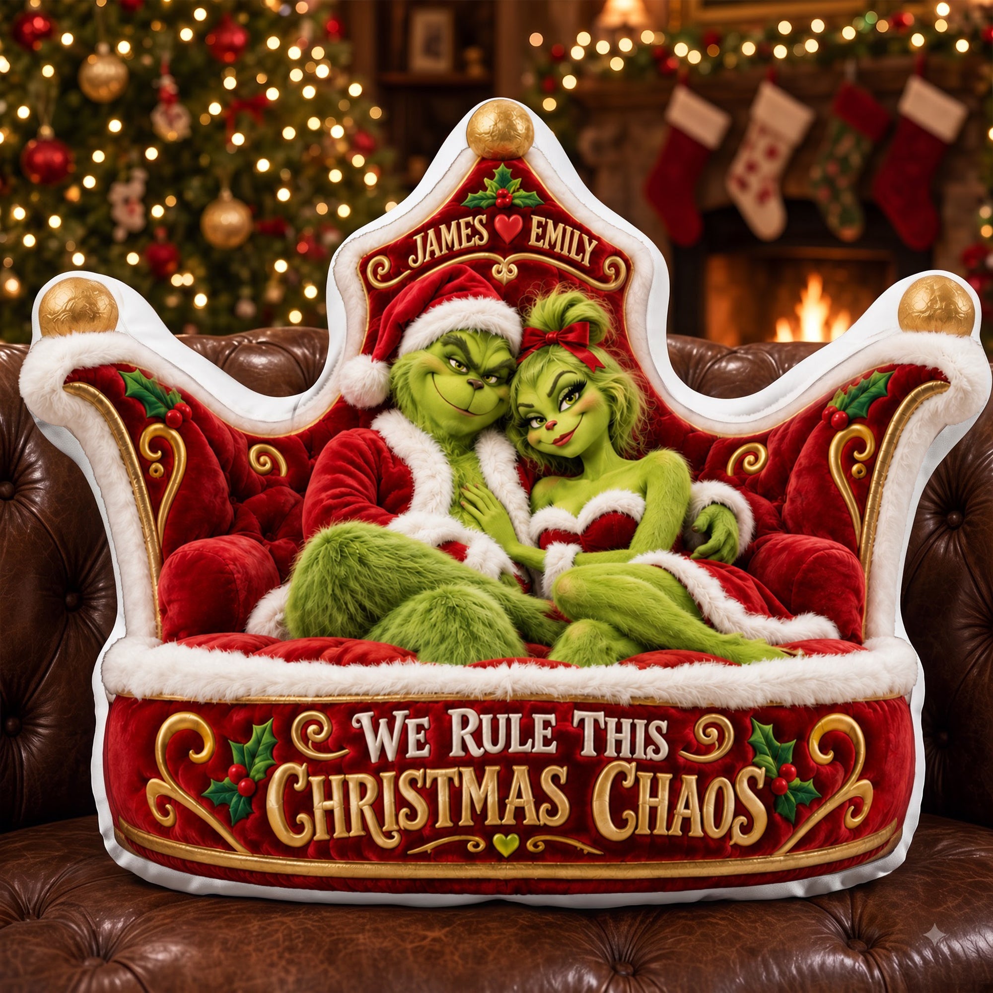 We Rule This Christmas Chaos Pillow - Personalized Gift for Couples Pillow PopCulturePrints