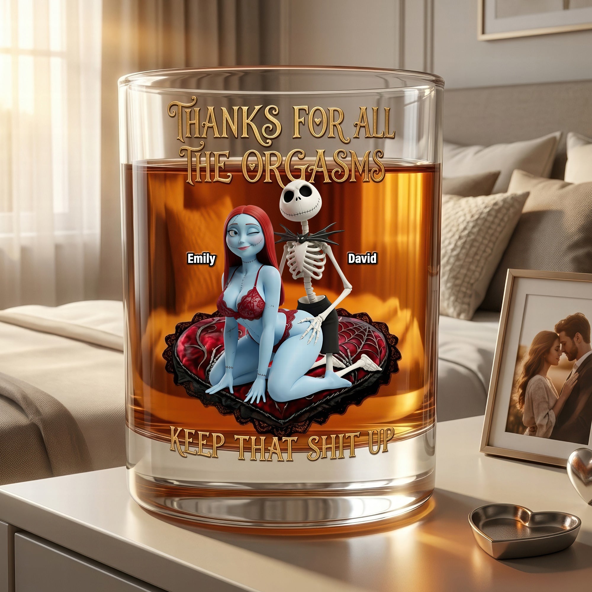 Thanks For All The Orgasms - Cheeky Soulmates Whiskey Glass | Personalized Gift for Couples