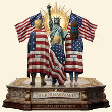 Load image into Gallery viewer, "Celebrate 250 Years of Freedom with Your Family!" - Custom Patriotic Family Plaque - Personalized Gift for Loved Ones Shaped Plaques PopCulturePrints
