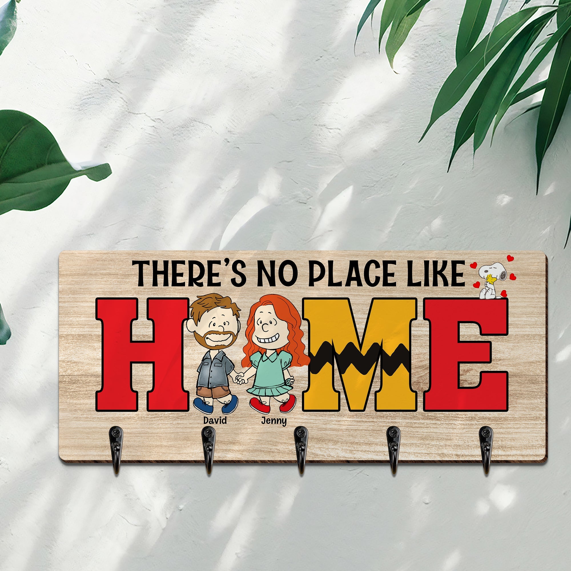 Personalized Cartoon Couple Key Hanger - There's No Place Like Home