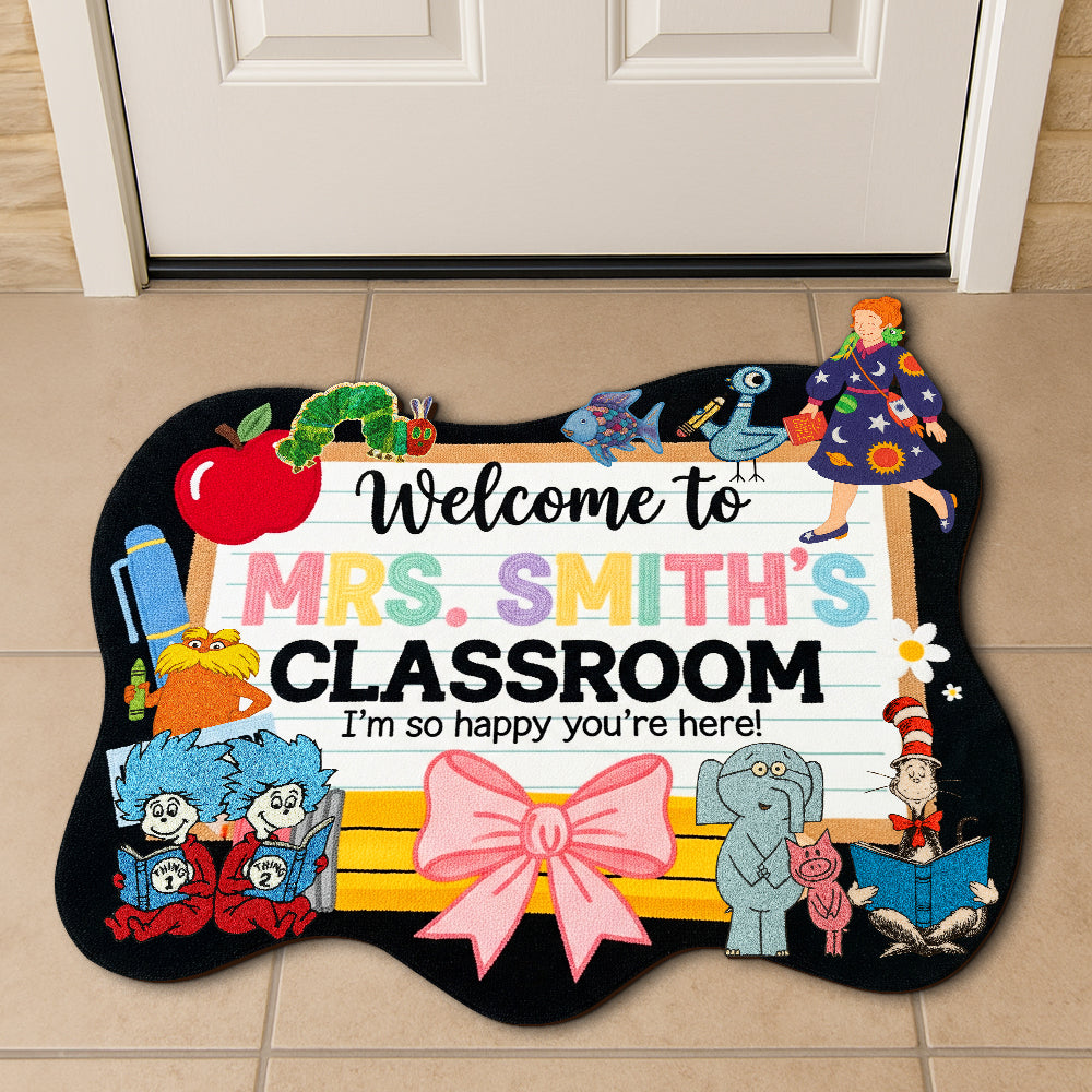 “Welcome to a World of Learning” - Personalized Classroom Welcome Mat for Teachers - Perfect Gift for Educators, School Staff, New Teachers Doormat PopCulturePrints