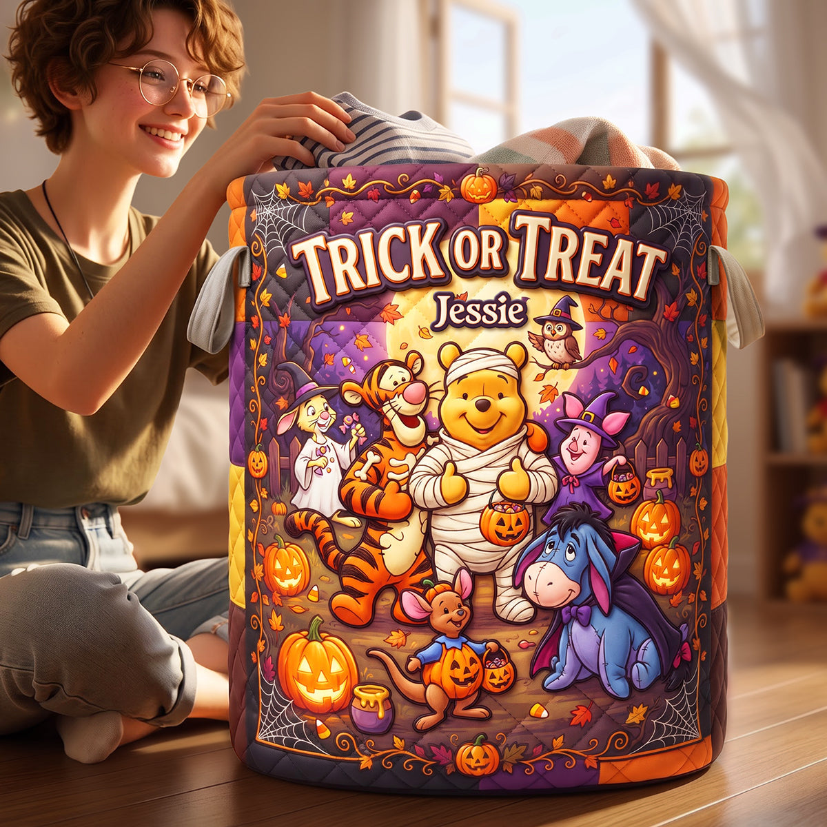 Whimsical Woodland Friend Laundry Basket - Personalized Gift For Halloween 04TYTA050826 Laundry Basket PopCulturePrints