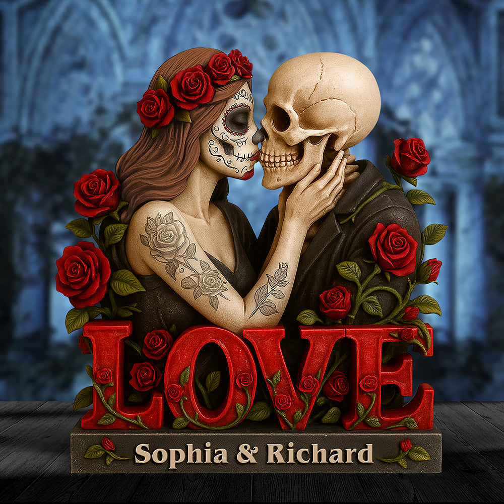 Skull Couple Acrylic Plaque - Personalized Love Keepsake for Couples Shaped Plaques PopCulturePrints